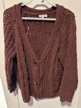 Miracle Rust Brown Chunky Cable Knit Cardigan